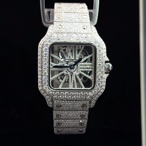 Reloj de Lujo con Esqueleto de Diamantes para Hombre, Esfera Cuadrada Completamente Adornada, Reloj de Pulsera Automático - Product Image 1