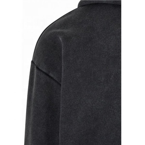 Sweat-shirt à capuche tendance pour homme, personnalisé OEM, effet délavé, 100 % coton, coupe oversize, en polaire, avec poche brodée en relief, collection hiver 2024 - Product Image 4