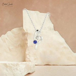 Colgante de tanzanita natural de oro de 14 quilates de gama alta, diseño trenzado azul de 0,47 CT con acentos de diamantes, collar, colgantes y dijes finos - Product Image 2