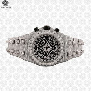 Reloj de Lujo para Hombre Charm Jewells con Diamantes, Cuarzo Analógico, Correa de Acero Inoxidable, Esfera Redonda de 43 mm, Cronógrafo, Estilo Joyería de Moda - Product Image 1