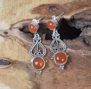 Pendientes de tuerca de piedras preciosas cornalina hechos a mano de Plata de Ley sólida 925, joyería para mujeres y niñas, pendientes de tuerca con sello 925 - Product Image 4