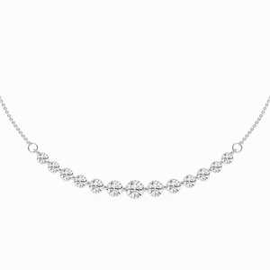 2.00 Ct Round Lab Grown Diamond Curved Center Fashion Necklace Hand Crafted 14K White Yellow Rose Gold Custom Size - Product Image 1