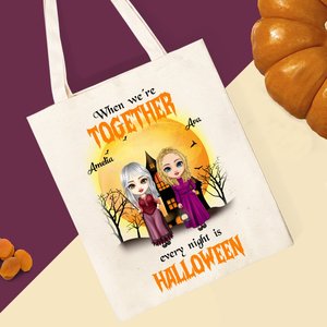 Bolsa de lona personalizada para Halloween, estilo moderno: cuando estamos juntos, cada noche es Halloween - Product Image 4