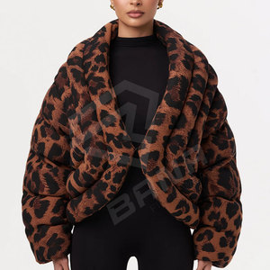 Veste matelassée en satin et fourrure imprimée pour femme - Vêtement d'extérieur respirant, chaud et élégant pour l'automne et l'hiver, idéal pour un usage décontracté - Product Image 5