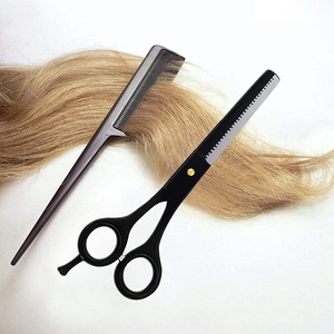 Ciseaux amincissants de salon de la meilleure qualité Repose-doigt enduit de papier noir et ciseaux amincissants à vis dorées - Product Image 2