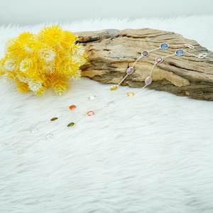 กำไลข้อเท้าทับทิมทางศาสนาทองเหลืองธรรมชาติคลาสสิกขนาด10 "นิ้วทำด้วยมือหลายอัญมณีคละรูปไข่ - Product Image 4