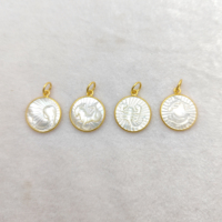Signe du zodiaque nacre pendentif en pierres précieuses en argent 925 bijoux de style religieux avec breloque en lunette gravée plaquée or en gros
