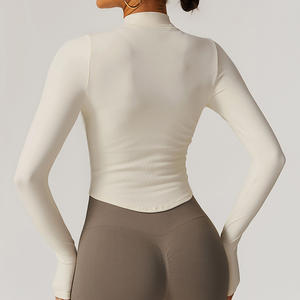 Vente en gros de vestes de yoga de gymnastique de haute qualité pour femmes veste à glissière de fitness et yoga avec logo personnalisé - Product Image 4