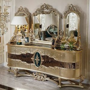 Juego de comedor de lujo Montavelle The Addison, madera de teca maciza con detalles azules, tallado a mano, colección Royal Palace Furniture - Product Image 5