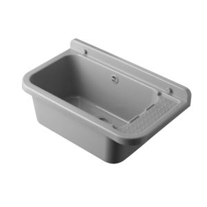 Lavabo Ovale da Parete Grigio 60x34 Cm in Solid Surface Facile da Pulire - Product Image 1