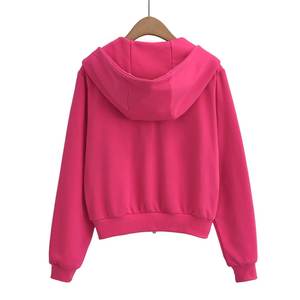 Custom Women's Trendy Cropped Fleece Zip-Up Lined <b>Turtleneck</b> Breathable Fashion Hoodies Sweatshirts Long Sleeve <b>Crop</b> <b>Tops</b> Autumn - Product Image 2
