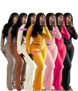 Chaude 2025 hiver deux pièces ensemble femmes broderie à capuche cloche bas 2 pièces salon porter Gym survêtement pour femmes ensembles vêtements - Product Image 1