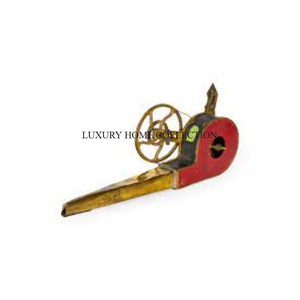 Soufflet de feu en cuir de travail en bois antique de grande taille avec buse en laiton durable et cuir cousu main pour une forte pression d'air - Product Image 4