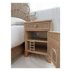 Gabinetes ecológicos para niños con puertas, mesita de noche ratán para niños, dormitorio infantil y organización del hogar para sala de estar - Product Image 2