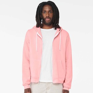 Bella Canvas Sudaderas con capucha para hombre Zip up Manga larga Color sólido Punto Cremallera Sudaderas con capucha - Product Image 4