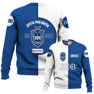Sudadera con Cuello Redondo Bordada con la Letra Griega Azul de la Hermandad Zeta Phi Beta 1920 para Mujer - Product Image 6