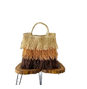 Bolso de Rafia con Borlas Coloridas de Moda, Bolso Tejido a Mano, Bolso de Paja, Bolsos de Playa de Ganchillo y Macramé Directamente del Proveedor Indio - Product Image 1