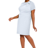 Robe fourreau polie pour femmes avec nœud robe de travail carrière bureau bureau tendance col en v femmes taille incurvée couture crêpe