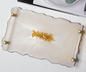 Bandeja de servicio de resina decorativa hecha a mano, bandeja Premium para restaurante, Hotel, hogar, uso de servicio, venta más vendida - Product Image 4