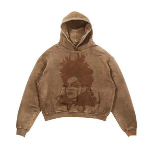 Pull lourd de haute qualité 100% coton broderie à capuche Patchwork patchs respirant épais hiver sweats à capuche pour hommes - Product Image 3