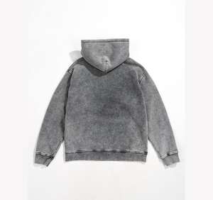 Custom Acid Washed Premium Quality Oversized 100% Cotton Zippers Pullover Sweatshirt Terry Thickened <b>Plain</b> Oversized Mens <b>Hoodie</b> - Product Image 2