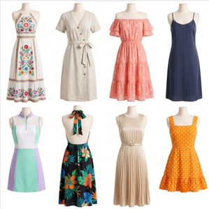 Robe d'été décontractée pour femme, sans bretelles, à volants délicats, manches bouffantes mi-longues, coupe trapèze, taille naturelle, légère et respirante, tenue de soirée, multi-tailles - Product Image 1