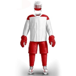 Maillot de hockey sur glace blanc vierge de haute qualité, personnalisé OEM, en sergé, broderie - Product Image 2