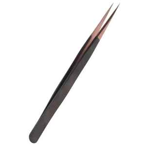 Pinzas de extensión de pestañas de acero inoxidable de oro negro, pestañas rectas puntiagudas, herramienta de maquillaje de belleza, puntas de fibra, antiestático alto - Product Image 1