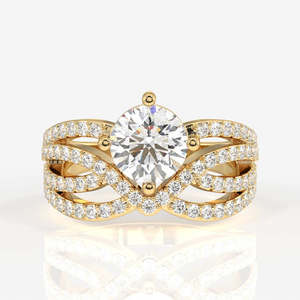 Ensemble de broches Moissanite coupe ronde VVS1 incolore D-E clarté plaqué rhodium Cocktail Bague en argent sterling - Product Image 1