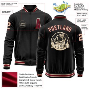 Personalizado negro Crimson-City personalizado bombardero Varsity Letterman cremallera chaqueta cortavientos Streetwear vintage hombres Varsity chaqueta - Product Image 2