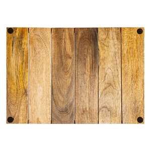 Bandeja de servicio Rectangular de madera de mango natural con asas de metal Patrón de restaurante en casa Mesa de comedor Bandejas para servir Servicio de alimentos - Product Image 6