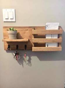 Elegant wooden wall <b>shelf</b> <b>with</b> heart cutout and sturdy hanging pegs. Available at wholesale prices - Product Image 2