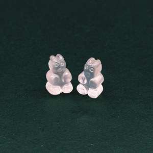 Cuentas de Piedras Preciosas Talladas en Forma de Oso de Peluche de Cuarzo Rosa, Dijes Minimalistas para Joyería - Product Image 5