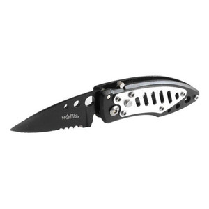 Cuchillo con bloqueo automático Wallis K273634, mango de metal negro y plateado - Product Image 3
