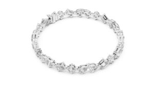 <b>14K</b> White <b>Gold</b> Heart Emerald Pear Lab-Grown Diamond Engagement <b>Bracelet</b> Luxury Certified Bridal Anniversary Gift Elegant - Product Image 6