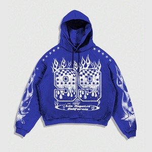 Blouson zippé tendance pour homme, style streetwear vintage, en molleton épais, avec impression DTG, fermeture éclair, en French Terry, délavé à l'acide et effet usé - Product Image 4