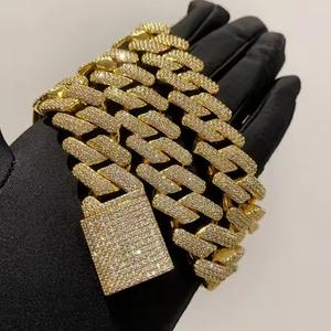 À la mode unisexe luxe argent cubain lien chaîne D couleur VVS clouté diamant testeur vérifier Moissanite pour mariage - Product Image 4