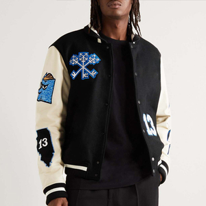 Alta calidad logotipo personalizado bordado Diseño nueva fábrica al por mayor de los hombres Varsity chaqueta de béisbol cierre de cremallera chaqueta OEM - Product Image 2