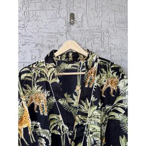Robe kimono en coton imprimé à la main, motif floral Forêt Noire, tissu tissé - Product Image 2