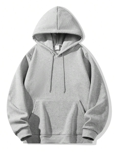 Sudadera con Capucha Rosa Unisex, Oversize, de Felpa, Casual, de Color Sólido, con Bolsillo, Manga Larga, para Otoño - Product Image 4