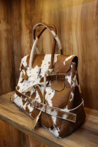 Fashionable Cowhide Leather Tote Bag with Fur Western Style <b>Purse</b> for Women - Product Image 2