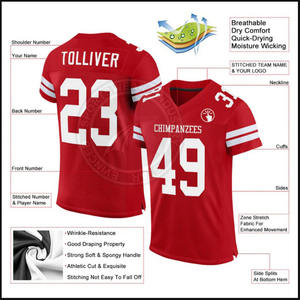 Camiseta de fútbol americano sublimada personalizada de alta calidad, diseño Popular al por mayor con mangas cortas transpirables - Product Image 2