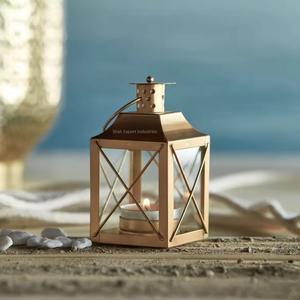 Lanterne à bougie décorative en métal et verre fini gris Ramadan pour la décoration de la maison et du jardin Mini lanternes suspendues - Product Image 4