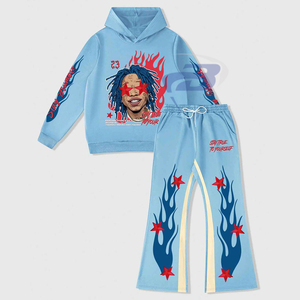 ชุดเซ็ตเสื้อฮู้ดและกางเกงพิมพ์ลายสำหรับผู้ชาย ฤดูหนาว แบบ unisex สไตล์สตรีทแวร์ ชุดลำลองสั่งทำได้ เนื้อผ้าเบา ระบายอากาศดี แฟชั่นทันสมัย - Product Image 1