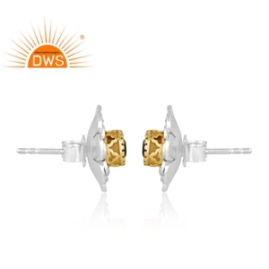 Latest 925 <b>Fine</b> Sterling Silver Natural Peridot Gemstone Floral Design <b>Stud</b> <b>Earring</b> Custom Jewelry Manufacturer - Product Image 3