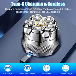 Afeitadora Eléctrica Rotativa para Hombre, Recargable, Uso en Seco/Húmedo, Recortadora de Pelo con Cinco Cuchillas, Idioma de Funcionamiento Alemán, Resistente al Agua IPX7, con Pantalla - Product Image 6