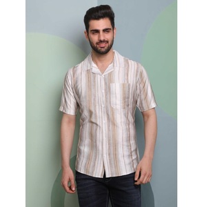 Getzo Men's Cuban Stripe Printed <b>T</b>-<b>Shirts</b> Fashion Forward Office Casual Wear Oversized Fit Superior Quality <b>Yarn</b> Dyed Options - Product Image 1