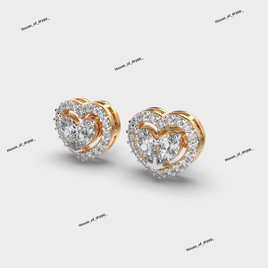 Iced Out <b>Heart</b> Shape Moissanite Diamond <b>Stud</b> <b>Earrings</b> With 925 <b>Silver</b> Double Halo Design Elegant Sparkling Love Gift - Product Image 2