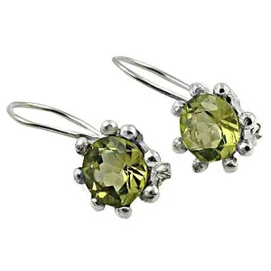 Boucles d'oreilles pendantes en argent 925 avec péridot vert pour femmes - Product Image 3