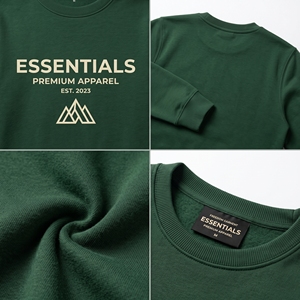 เสื้อสเวตเชิ้ตคอกลมผู้ชาย คุณภาพส่งออก สีเขียวอมฟ้า ทรงปกติ พิมพ์ลาย สวมใส่สบายๆ ในฤดูใบไม้ร่วง ผลิตจากผ้าฝ้าย 100% - Product Image 3